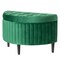 Half Moon Storage Ottoman Bench Green Velvet Tufted 33.25In Modern Design